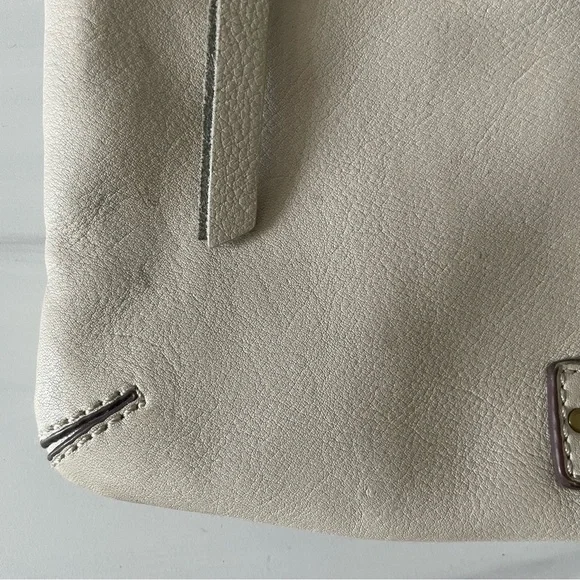 Lucky Brand Real Leather Foldover Option Shoulder Crossbody Bag- Fringe- Ivory - Picture 3 of 10